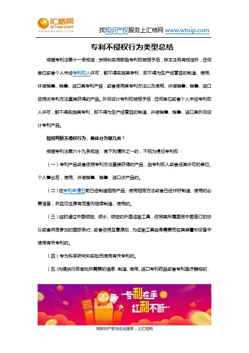 专利不侵权行为类型总结