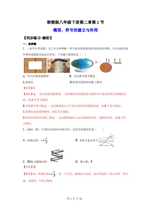 模型符号的建立与作用(练习)(解析版)