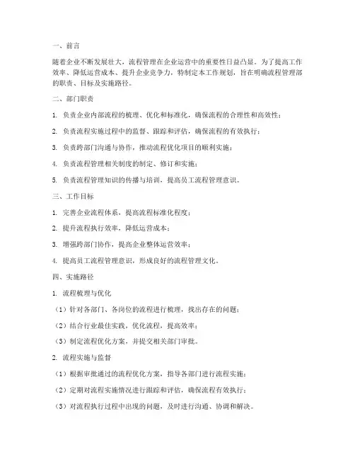流程管理部工作规划