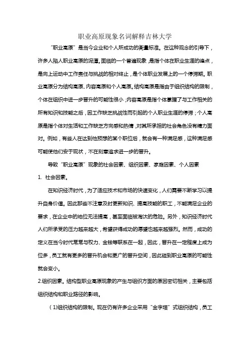 职业高原现象名词解释吉林大学