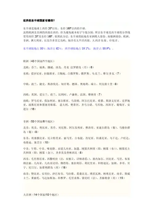 [详解]东半球国家、西半球国家
