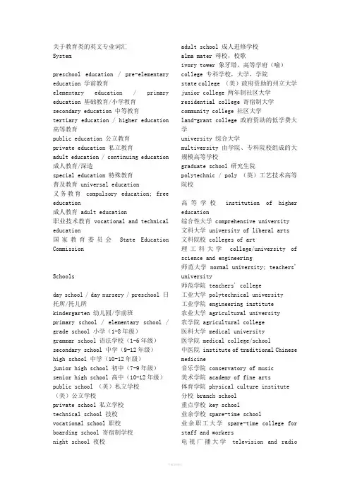 关于教育类的英文专业词汇(1)
