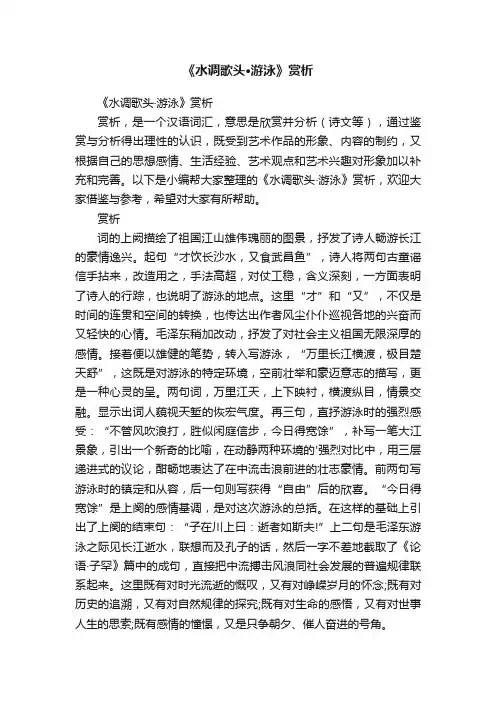 《水调歌头·游泳》赏析