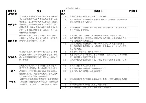 销售人员胜任力模型
