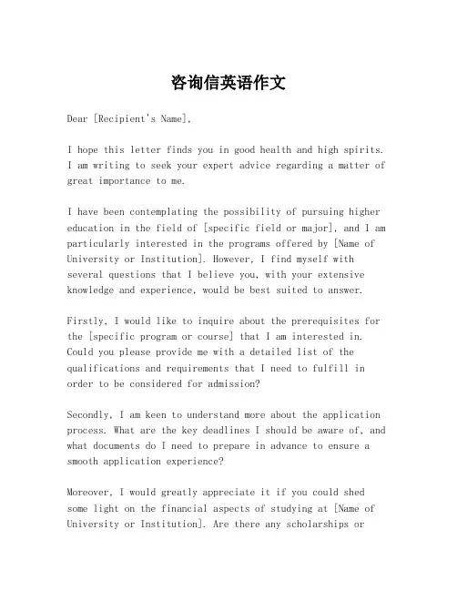 咨询信英语作文