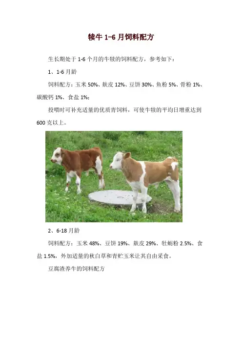 犊牛1-6月饲料配方
