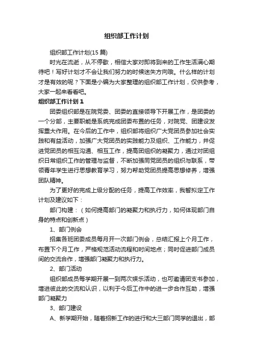 组织部工作计划（15篇）