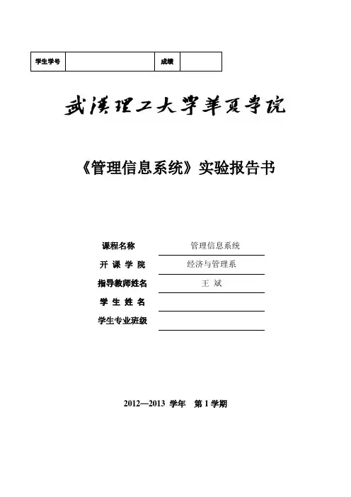 管理信息系统实验报告