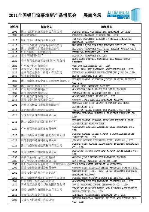 2011展商名录