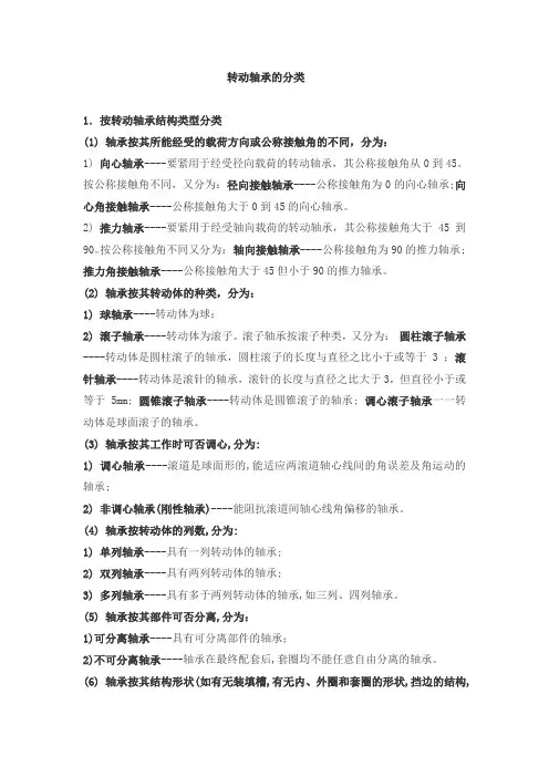 转动轴承的分类
