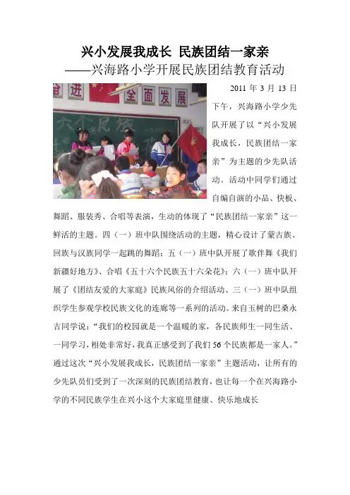 兴海路小学开展民族团结教育活动