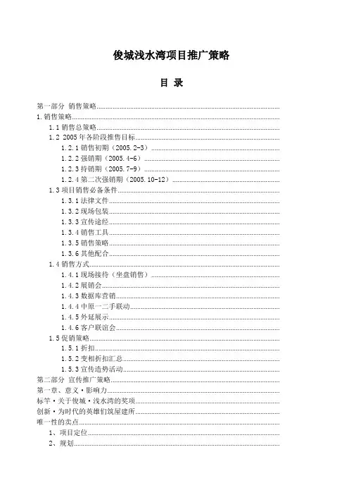俊城浅水湾项目推广策略