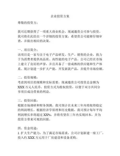 企业投资方案