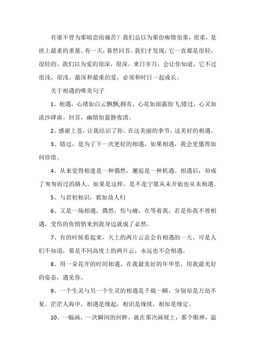 【经典语录】蓦然回首,相遇你