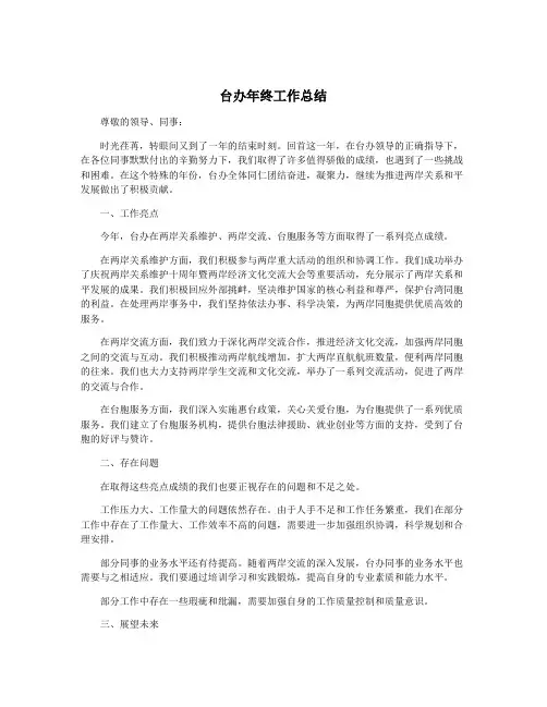 台办年终工作总结