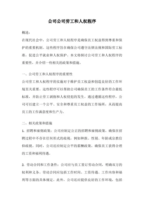 公司公司劳工和人权程序