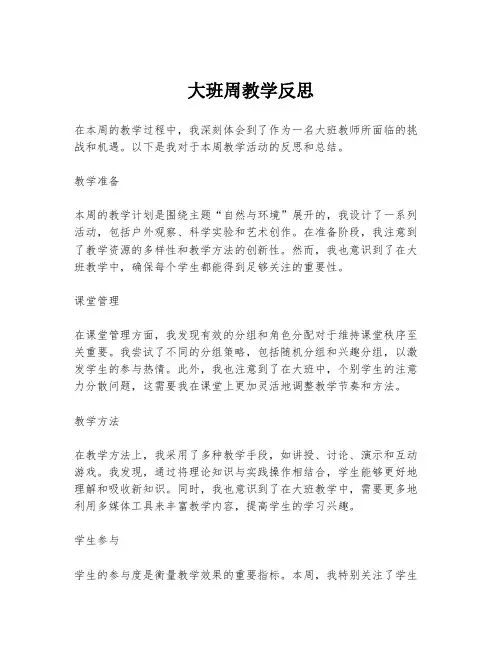 大班周教学反思