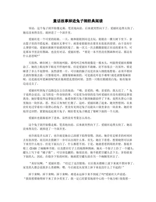 童话故事掉进兔子洞经典阅读