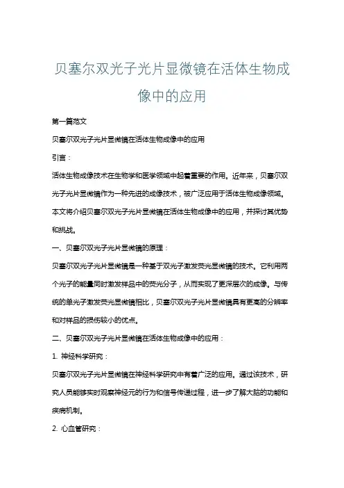 贝塞尔双光子光片显微镜在活体生物成像中的应用