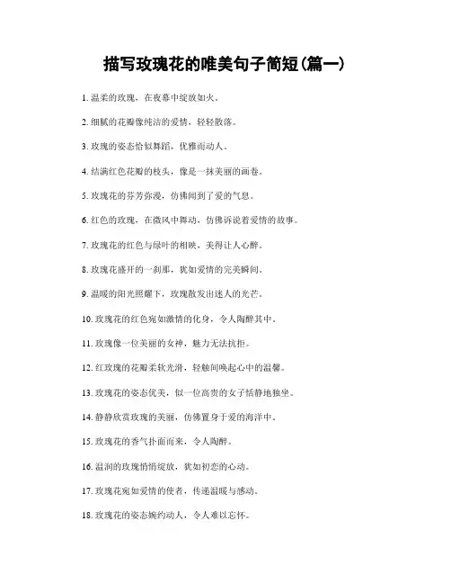 描写玫瑰花的唯美句子简短(精选2篇)