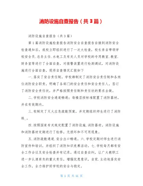 消防设施自查报告(共3篇)