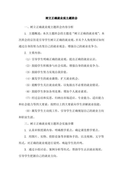 树立正确就业观主题班会