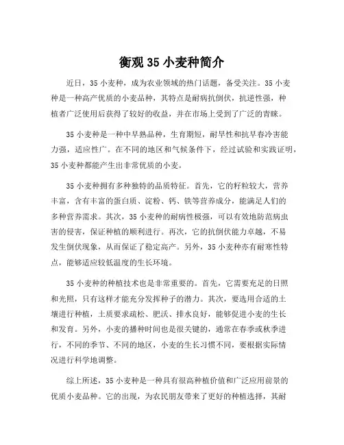 衡观35小麦种简介
