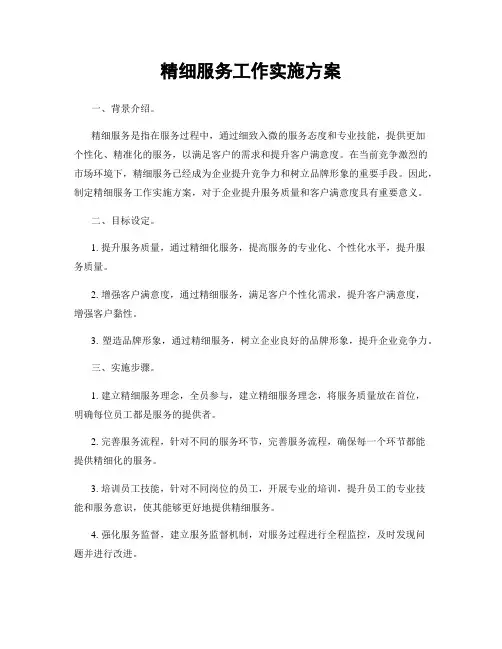 精细服务工作实施方案