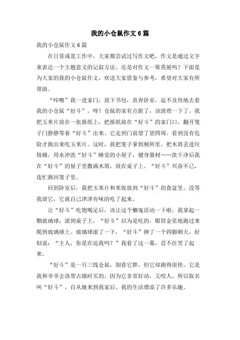 我的小仓鼠作文6篇