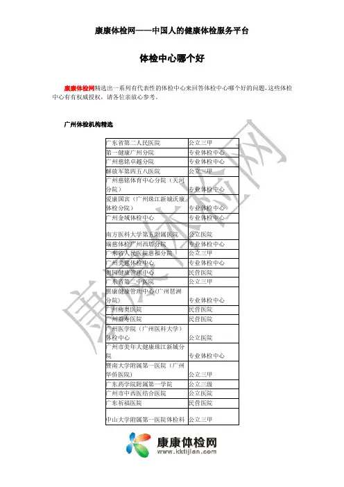 体检中心哪个好