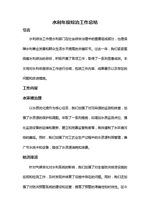 水利年度综治工作总结