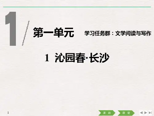 统编版高中语文必修一《沁园春长沙》PPT优质教学说课复习课件