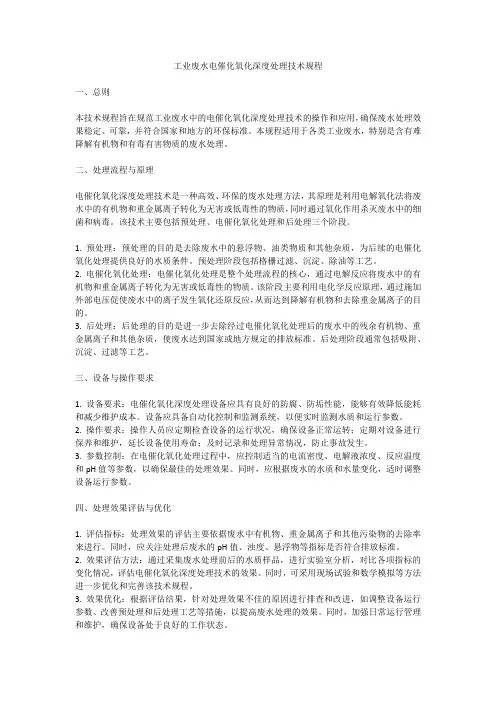 工业废水电催化氧化深度处理技术规程