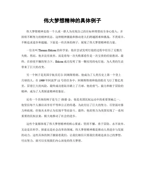 伟大梦想精神的具体例子