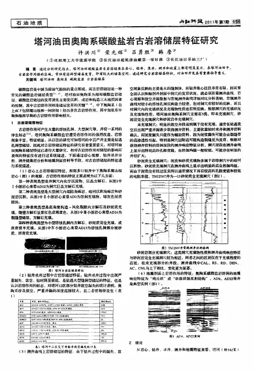 塔河油田奥陶系碳酸盐岩古岩溶储层特征研究