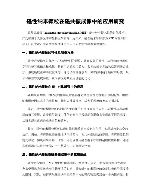 磁性纳米颗粒在磁共振成像中的应用研究