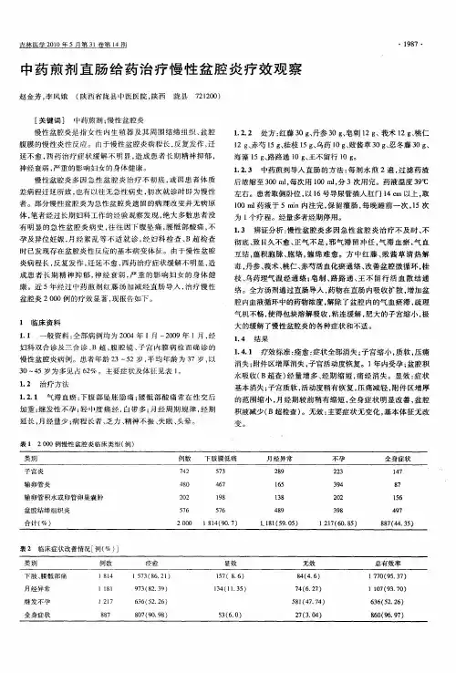 中药煎剂直肠给药治疗慢性盆腔炎疗效观察