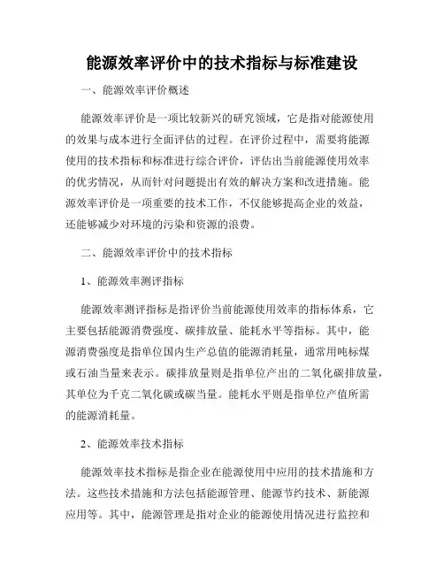 能源效率评价中的技术指标与标准建设