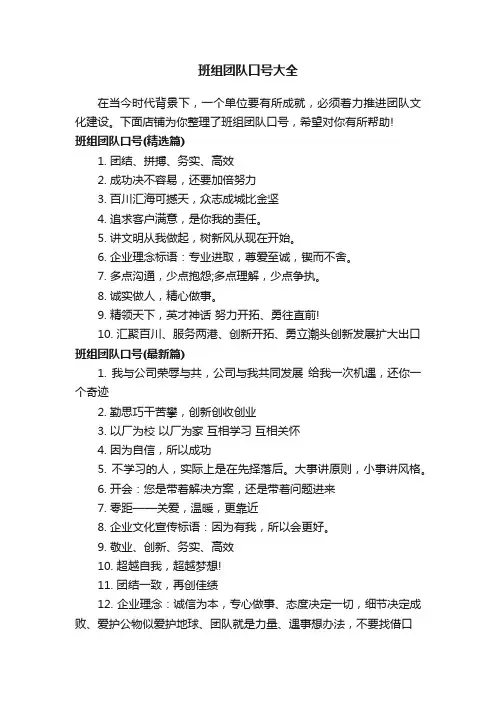 班组团队口号大全