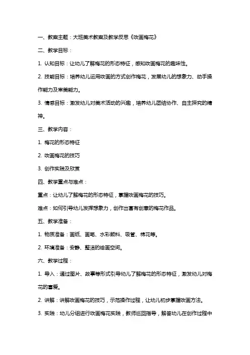 大班美术教案及教学反思《吹画梅花》