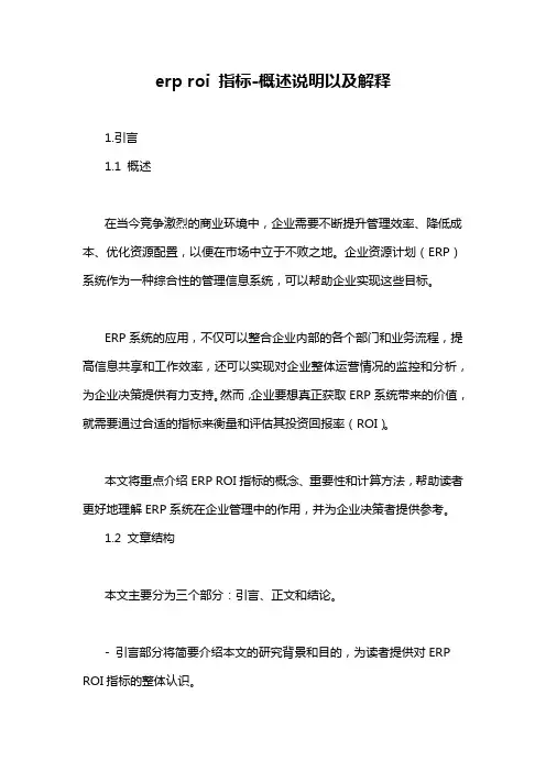 erp roi 指标-概述说明以及解释