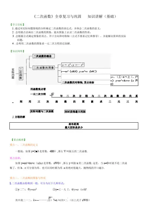 二次函数全章复习与巩固—知识讲解基础-精品