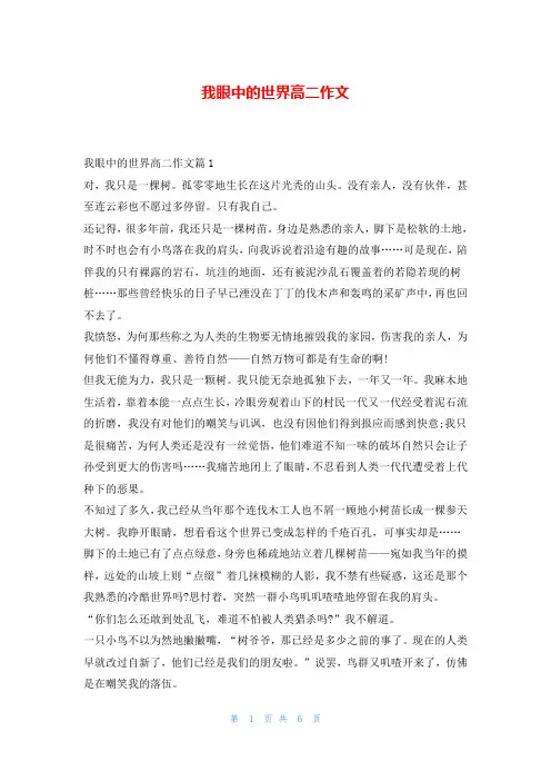 我眼中的世界高二作文