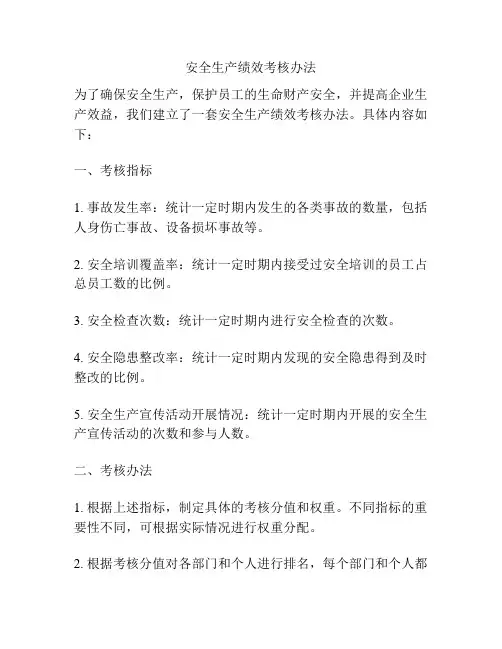 安全生产绩效考核办法