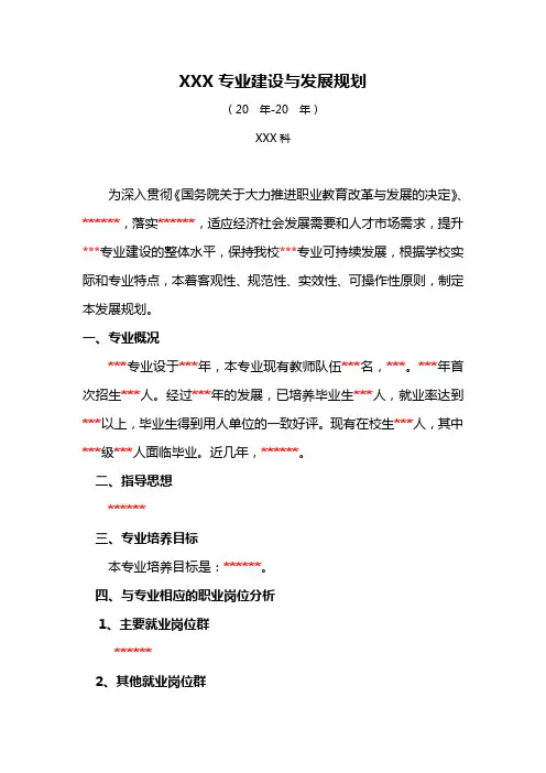 专业建设与发展规划(模板)