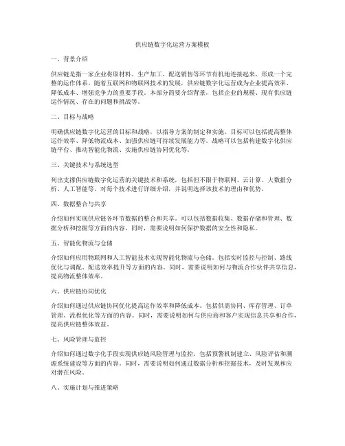供应链数字化运营方案模板