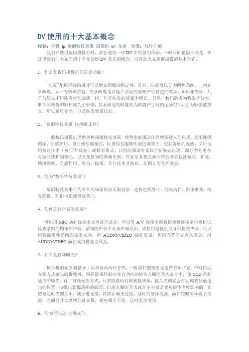 [DV使用的十大基本概念]
