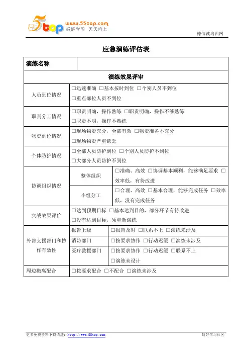 应急演练评估表