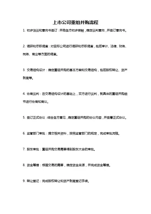 上市公司重组并购流程