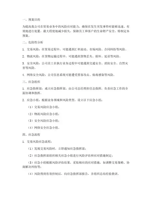 贸易业务应急预案范文